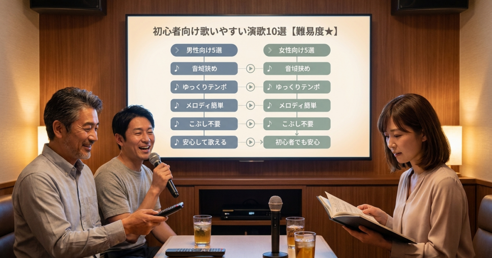 初心者向けカラオケで歌いやすい演歌10選【難易度★】