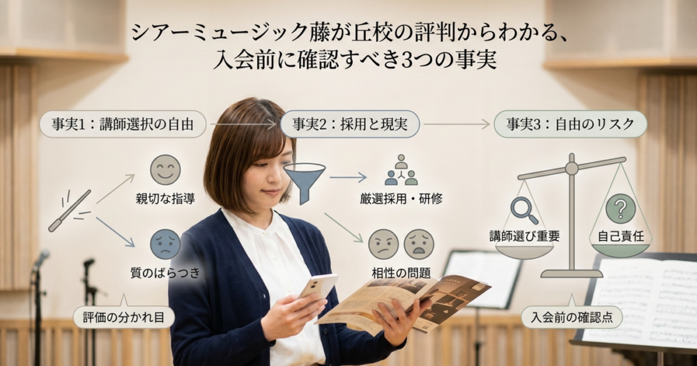 シアーミュージック藤が丘校の評判からわかる、入会前に確認すべき3つの事実