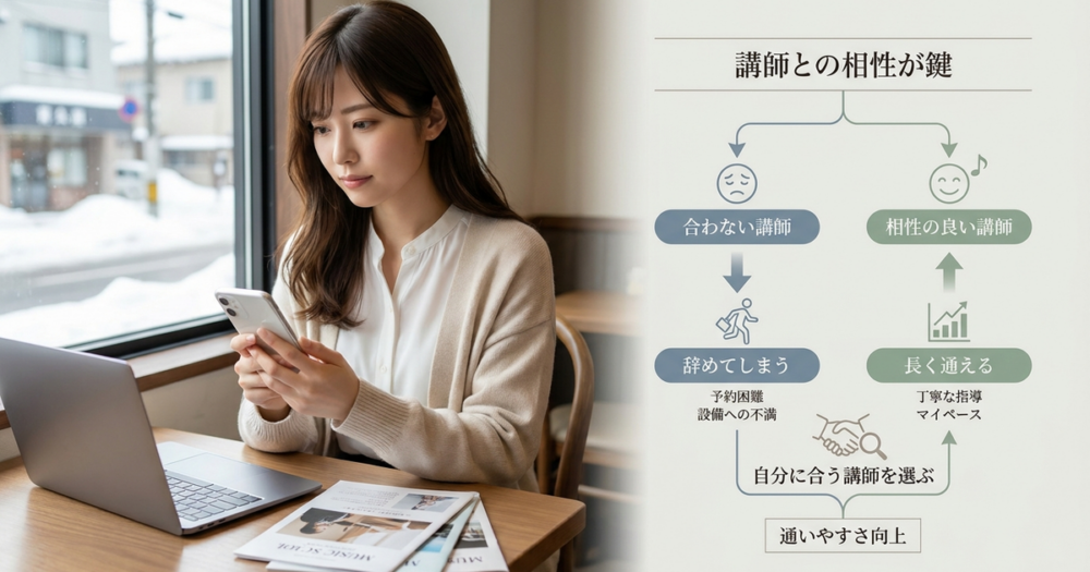 シアーミュージック青森校の評判を調べて見えてきた、講師との相性が通いやすさを左右している事実