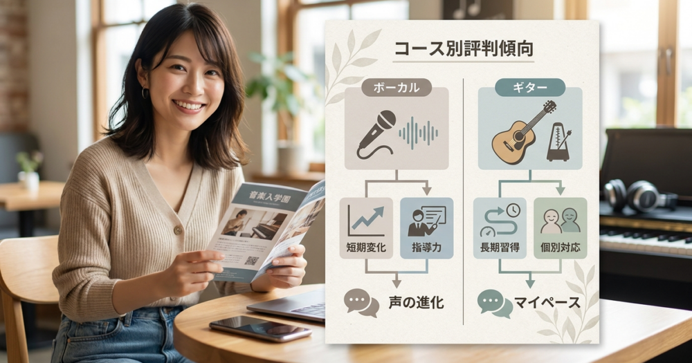 ボーカル受講者とギター受講者で評判の偏りが生まれている