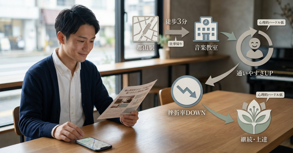 郡山駅徒歩3分という立地が生む通いやすさと挫折率の関係