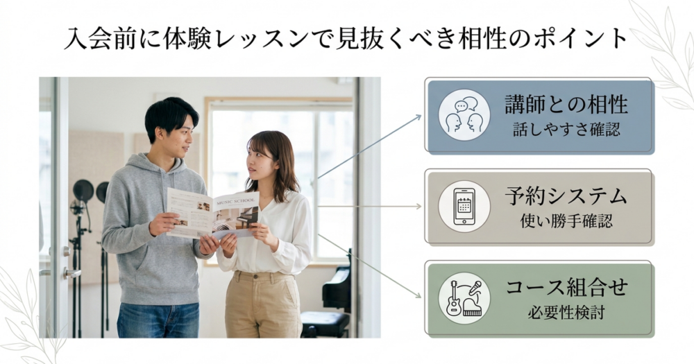 入会前に体験レッスンで見抜くべき相性のポイント