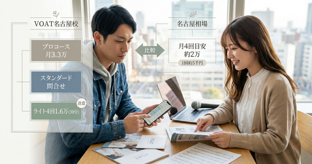 VOAT名古屋校の料金体系と名古屋の相場を並べて確認しておく