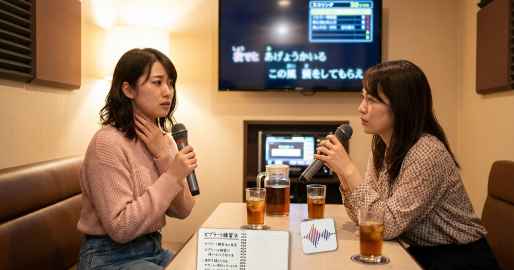 カラオケでビブラートが多いのはなぜ？勝手にかかる原因と直し方の解説イメージ