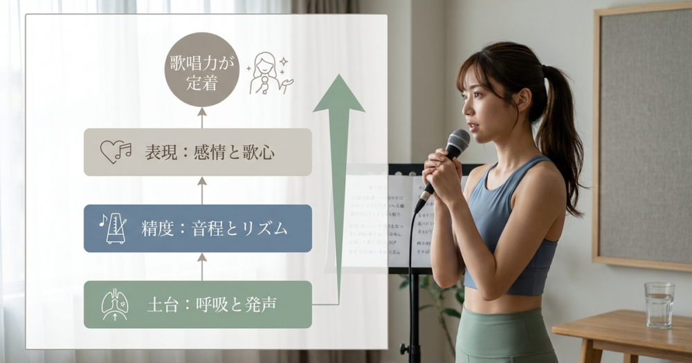 毎日できる練習メニューを3つの順番で積むと、歌唱力が定着しやすくなる理由