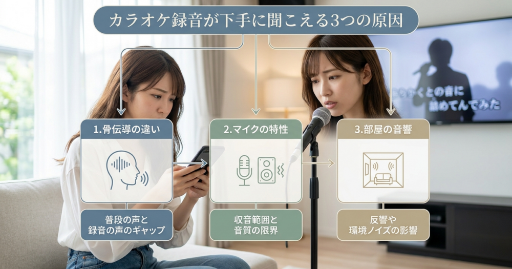カラオケの録音が下手に聞こえる3つの原因を整理する